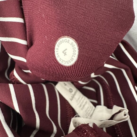 Lululemon Wunder Under Crop High-Rise Maroon White Stripes Size 4 - Picture 10 of 10